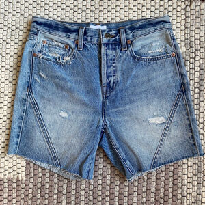 NWOT Pistola Denim High Waist Raw Hem Shorts Size 26 Blue